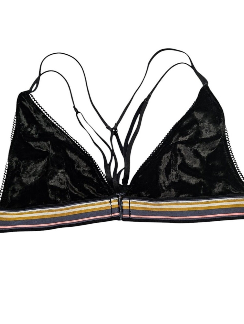 Victorias Secret Womens Sz M Bralette Bra Black Velvet Strappy Back Sexy